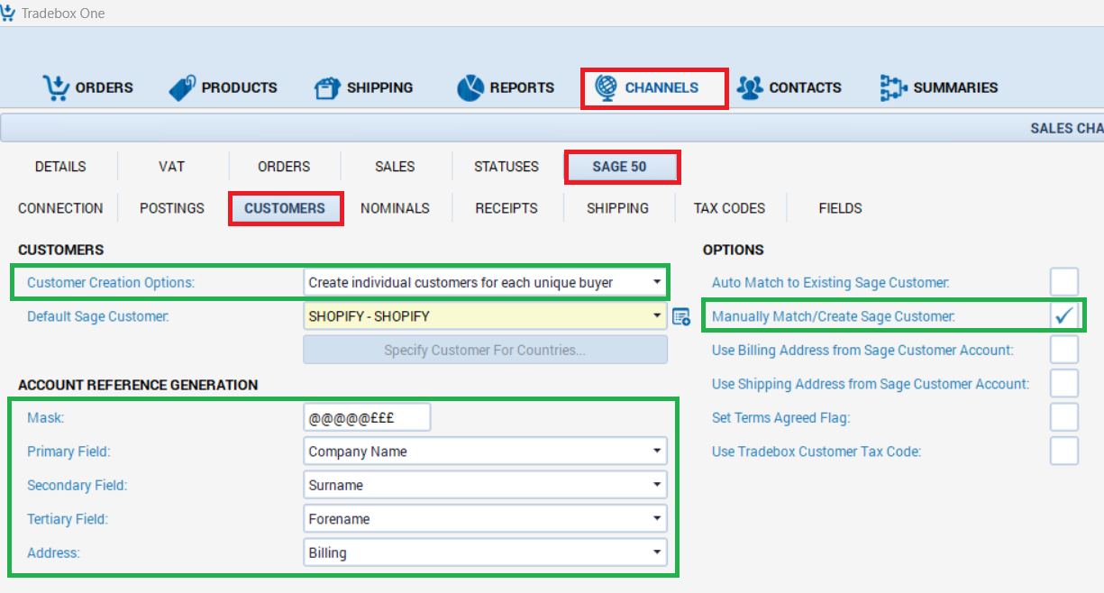 Manually matching buyers to existing customer accounts in Sage 50 \u2013 Tradebox Support